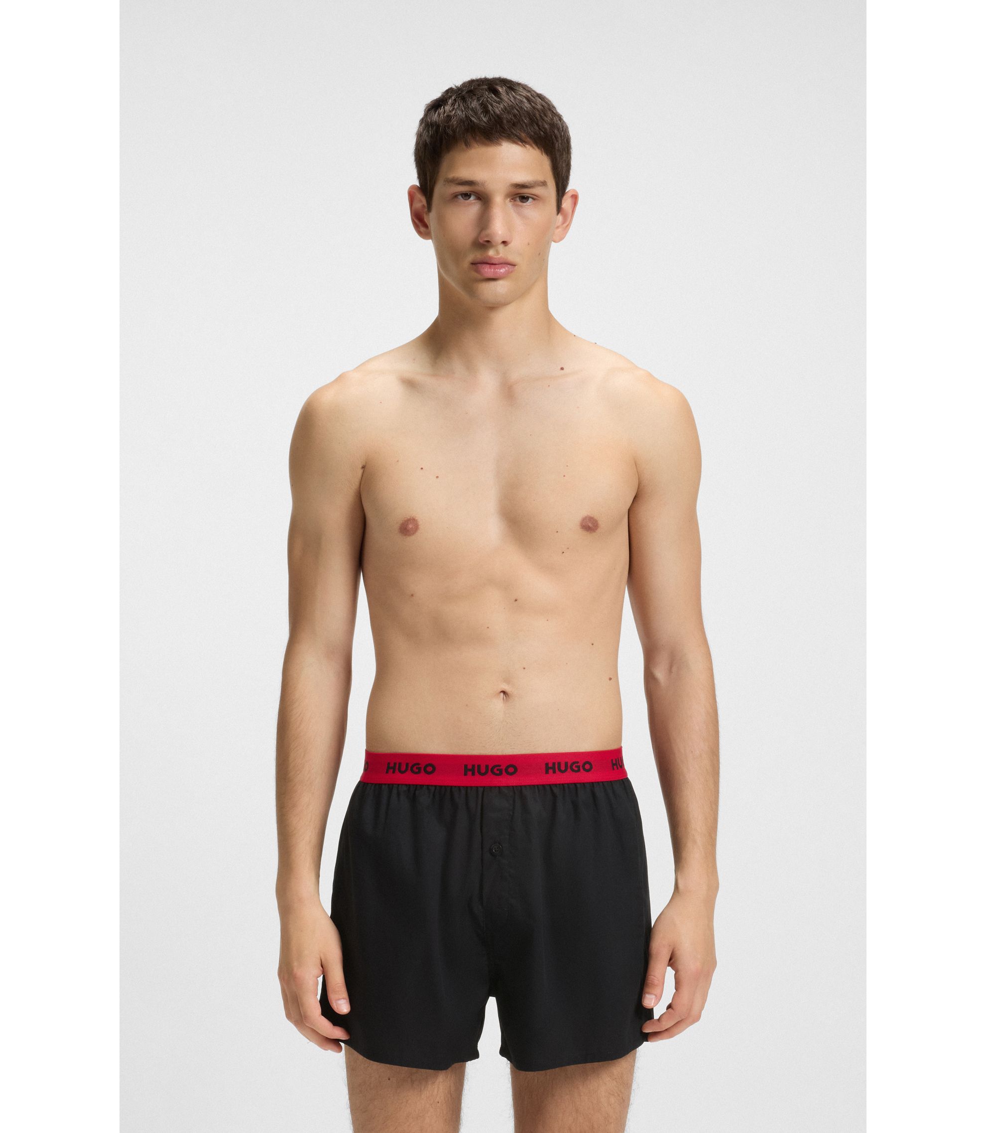 HUGO Trunk Triplet Pack boxershorts voor heren, verpakking van drie stuks, stretchkatoen met logo's op de tailleband, New - Navy410, XL