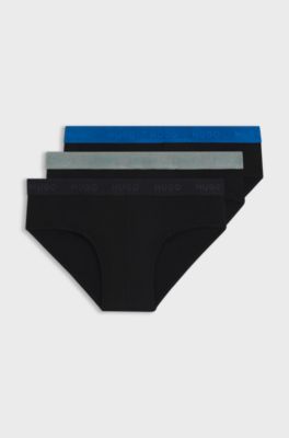 Three-pack of stretch-cotton briefs with logo waistbands, Black