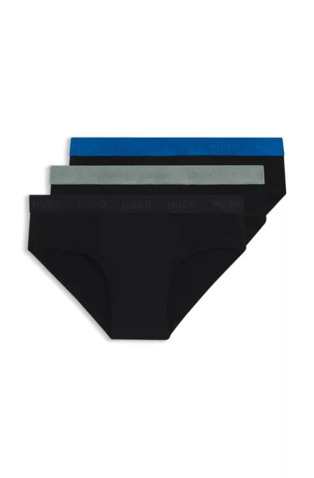 Three-pack of stretch-cotton briefs with logo waistbands