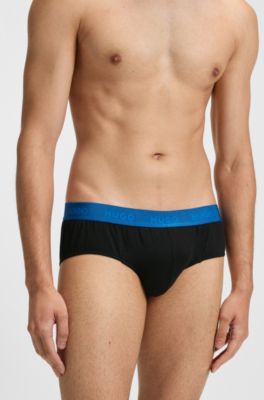 Three-pack of stretch-cotton briefs with logo waistbands, Black