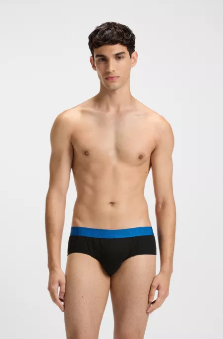 Three-pack of stretch-cotton briefs with logo waistbands