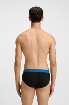 Three-pack of stretch-cotton briefs with logo waistbands, Black