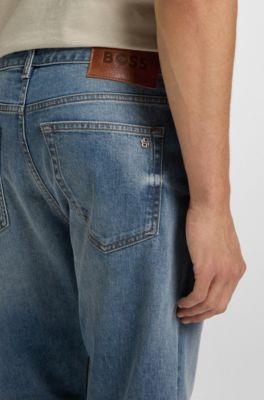 Regular-fit jeans in vintage-blue selvedge denim, Blue