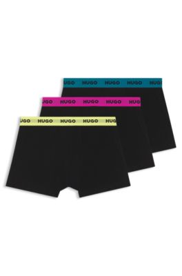 Three-pack trunks with jacquard logo waistband, Black