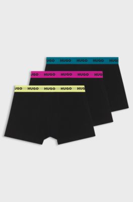 Three-pack trunks with jacquard logo waistband, Black