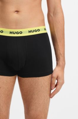 Three-pack trunks with jacquard logo waistband, Black