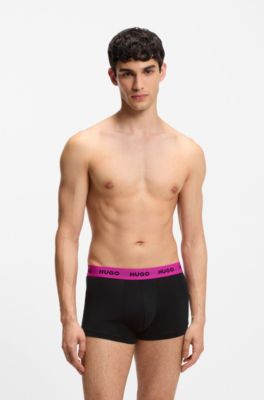 Three-pack trunks with jacquard logo waistband, Black