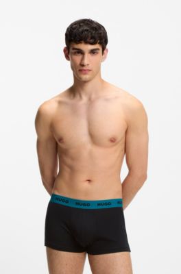 Three-pack trunks with jacquard logo waistband, Black