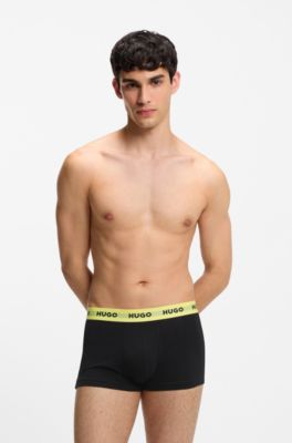 Three-pack trunks with jacquard logo waistband, Black