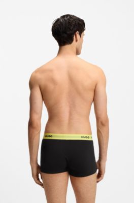 Three-pack trunks with jacquard logo waistband, Black