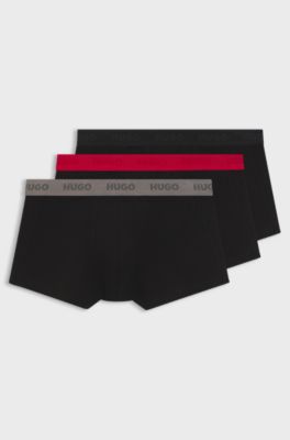 Three-pack trunks with jacquard logo waistband, Black