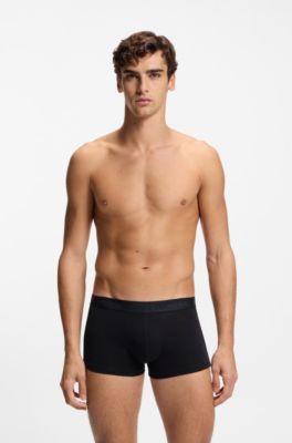 Three-pack trunks with jacquard logo waistband, Black