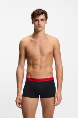 Three-pack of stretch-cotton logo-waist trunks, Black