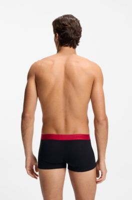 Three-pack of stretch-cotton logo-waist trunks, Black