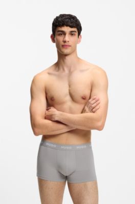 Three-pack trunks with jacquard logo waistband, Blue / Grey