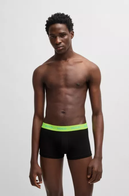 Three-pack of stretch-cotton trunks with logo waistbands