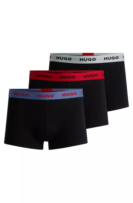 Three-pack of stretch-cotton trunks with logo waistbands