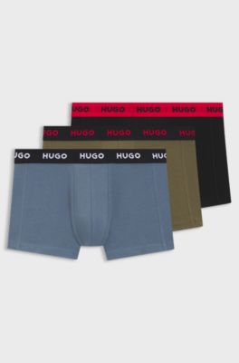 Boxer corti con elastico in vita jacquard con logo in confezione da tre, Nero / Verde / Blu