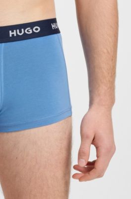 Three-pack trunks with jacquard logo waistband, Black / Grey / Blue