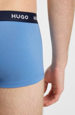 Three-pack trunks with jacquard logo waistband, Black / Grey / Blue