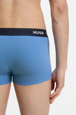 Three-pack trunks with jacquard logo waistband, Black / Grey / Blue