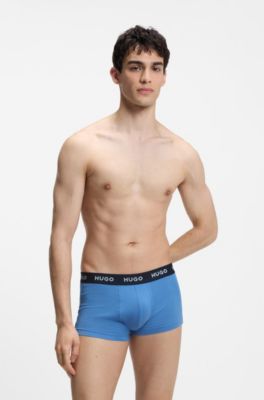 Three-pack trunks with jacquard logo waistband, Black / Grey / Blue