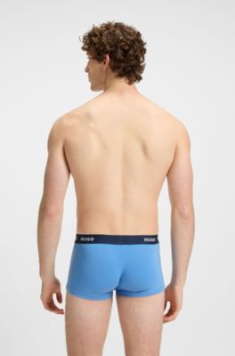 Three-pack trunks with jacquard logo waistband, Black / Grey / Blue