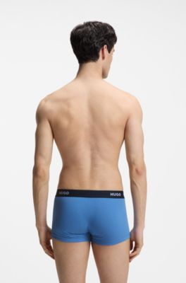 Three-pack trunks with jacquard logo waistband, Black / Grey / Blue