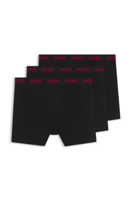 Dreierpack eng anliegende Boxershorts aus Stretch-Baumwolle mit mittlerer Bundh&ouml;he, Schwarz