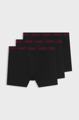 Three-pack regular-rise stretch-cotton boxer briefs, Black