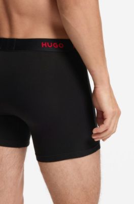 Three-pack regular-rise stretch-cotton boxer briefs, Black