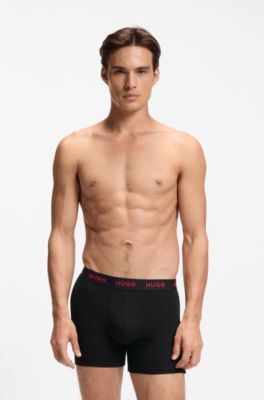 Three-pack regular-rise stretch-cotton boxer briefs, Black