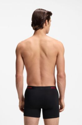 Three-pack regular-rise stretch-cotton boxer briefs, Black