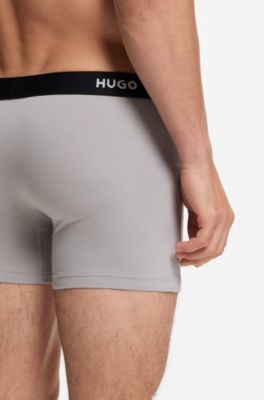 Three-pack of branded boxer briefs in stretch cotton, Blue / Grey