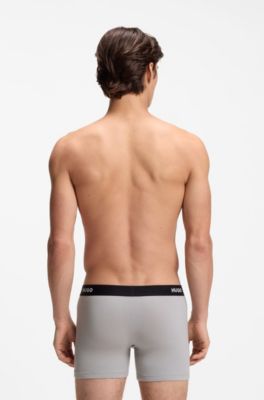 Set van drie regular-rise boxershorts van stretchkatoen, Blauw / Grijs