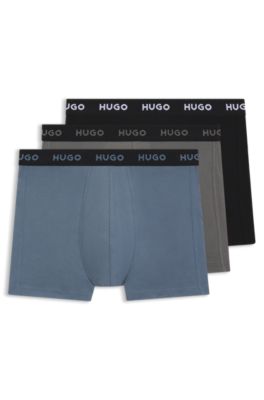 Three-pack of boxer briefs in stretch cotton, Black / Grey / Blue