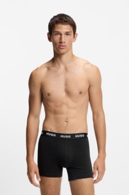 Three-pack of branded boxer briefs in stretch cotton, Black / Grey / Blue