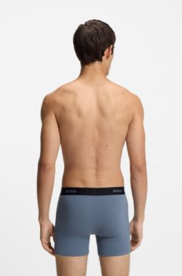 Three-pack of branded boxer briefs in stretch cotton, Black / Grey / Blue