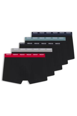 Five-pack of logo-waistband trunks in stretch cotton, Black