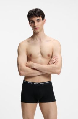 Five-pack of logo-waistband trunks in stretch cotton, Black