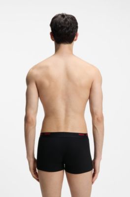 Lot de cinq boxers courts en coton stretch avec taille &agrave; logos, Noir