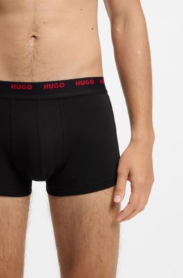 Set van vijf korte boxershorts met logotailleband van stretchkatoen, Zwart