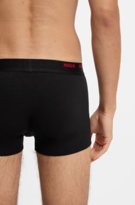 Paquete de cinco calzoncillos de algod&oacute;n el&aacute;stico con logos en la cintura, Negro