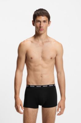 Eng anliegende Boxershorts aus Stretch-Baumwolle mit kurzem Bein und Logo-Bund im F&uuml;nferpack, Schwarz