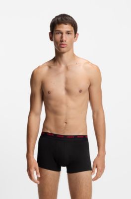 Eng anliegende Boxershorts aus Stretch-Baumwolle mit kurzem Bein und Logo-Bund im F&uuml;nferpack, Schwarz