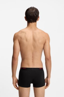 Paquete de cinco calzoncillos de algod&oacute;n el&aacute;stico con logos en la cintura, Negro