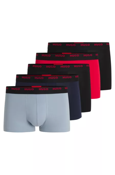 Five-pack of stretch-cotton trunks with logo waistbands
