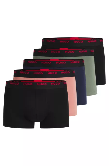 Five-pack of stretch-cotton trunks with logo waistbands
