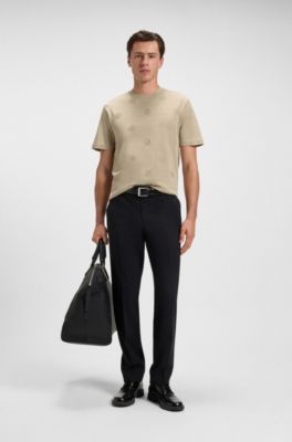 Mercerised-cotton T-shirt with Double B monograms, Light Beige