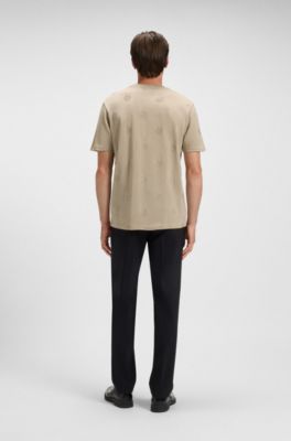 Mercerised-cotton T-shirt with Double B monograms, Light Beige